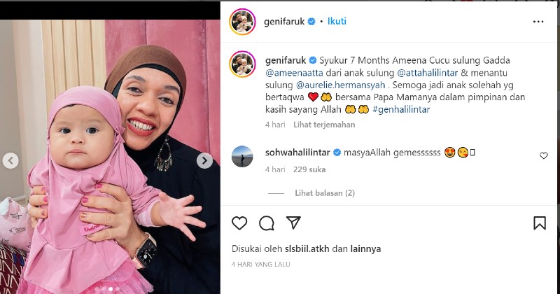 Ibunda Atta Halilintar Beri Doa Lewat Instagram