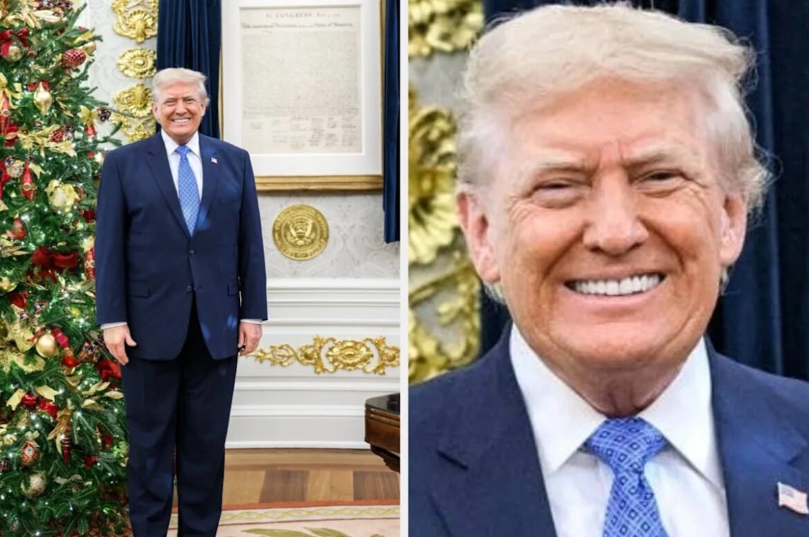 Gedung Putih merilis foto Trump di dekat pohon Natal, dan tangannya terlihat…menarik