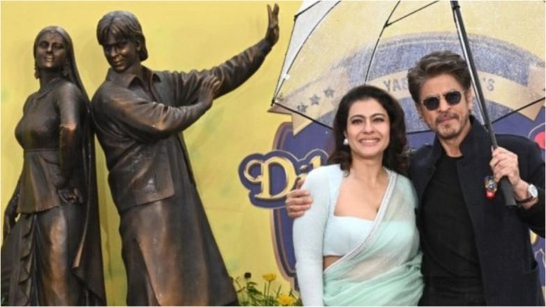 Peringatan 30 Tahun ‘DDLJ’: Shah Rukh Khan dan Kajol meresmikan patung perunggu Raj dan Simran di Leicester Square London